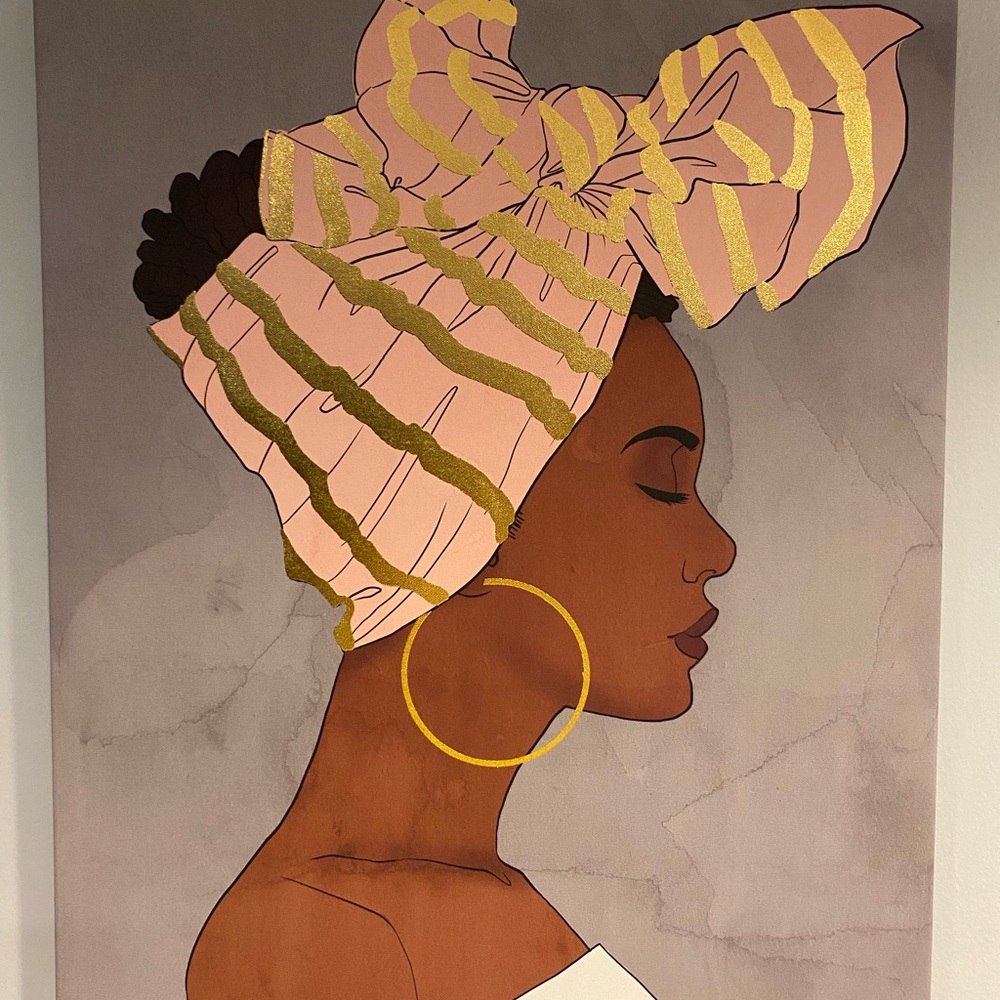 Pink and Gold Headwrap Art Print